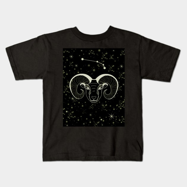 Aries Ram and aries constellation Kids T-Shirt by galaxieartshop